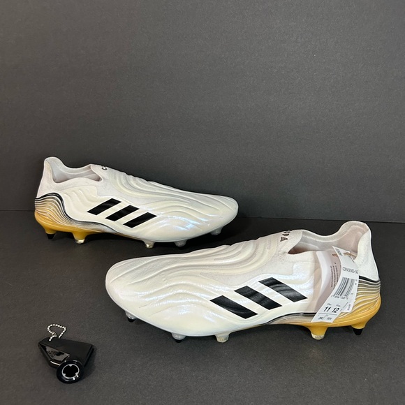 Sz 11 Men Adidas Copa Sense+ SG White Gold Black Soccer